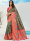 Vrindavan Peach Silk Zari Weaving And Tassel Wedding Wear Saree