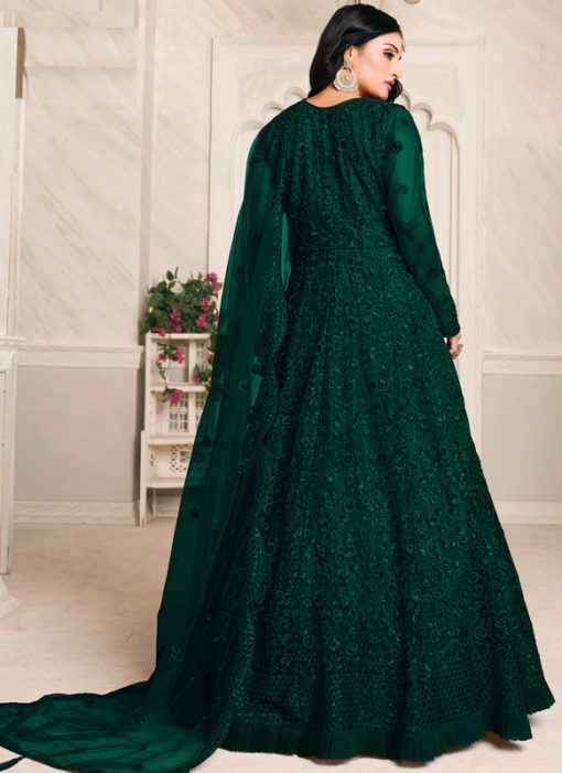 Aanaya Green Net Thread & Sequence Work Designer Anarkali Suit