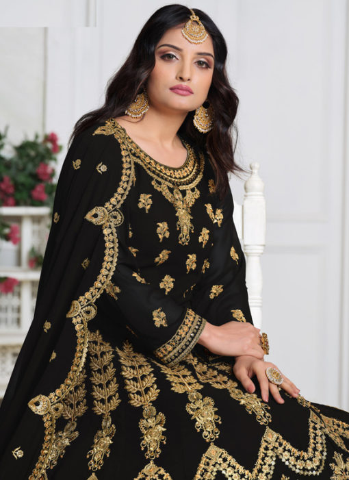 Aanaya Black Georgette Embroidered Work Designer Eid Salwar Suit