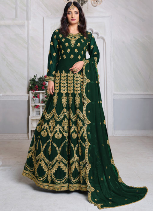 Aanaya Green Georgette Embroidered Work Designer Eid Salwar Suit