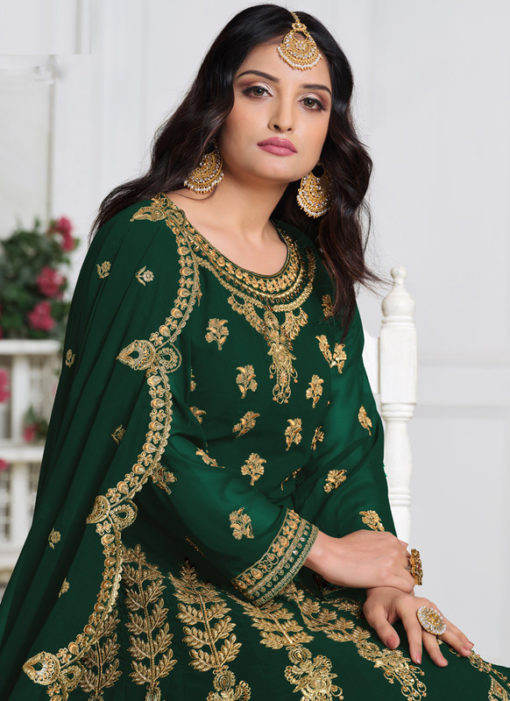 Aanaya Green Georgette Embroidered Work Designer Eid Salwar Suit