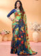 Awesome Sky Blue Floral Print Jacquard Silk Casual Wear Saree