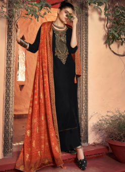Georgette Black Heavy Embroidered Work Gala And Beautyfull Sarvoski Work Salwar Suit