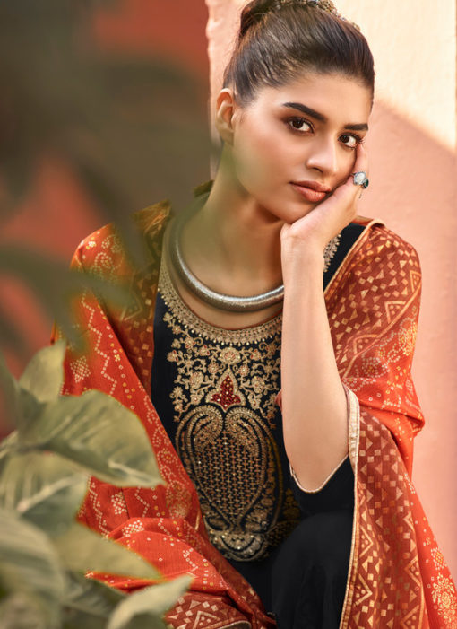 Georgette Black Heavy Embroidered Work Gala And Beautyfull Sarvoski Work Salwar Suit