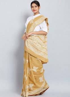 Wonderful Mustard Chanderi Silk Printed Casual Wear Saree