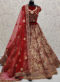 Red Velvet Resham Work Designer Wedding Lehenga Choli
