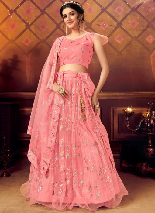 Designer Sequance Work Party Wear Pink Lehenga Choli