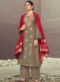 Karma Wine Silk Jacquard Embroidered Work Designer Pakistani Suit