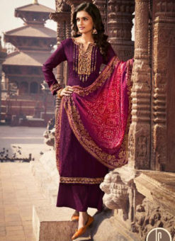 Purple Embroidered Work Designer Chiffon Salwar Suit