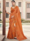 Orange Silk Embroidered Work Broder Designer Saree
