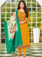 Green Cotton Party Wear Cotton Embroidered Work Salwar Suit