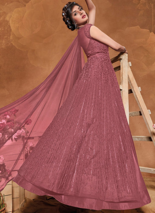 Lavender Floor Length Designer Embroidered work Anarkali Suit