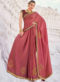 Designer Lace with Siroski Stone Party Wear Vichitra Silk Red Saree