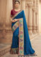 Yellow Embroidered Patch Border With Mirror Work Cosa Silk Wedding Saree