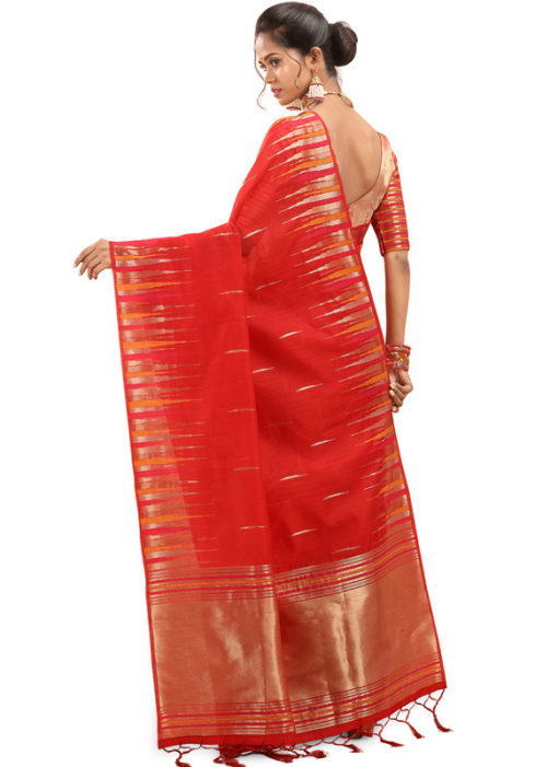 Red Traditional Wear Weaving Cotton Silk Saree