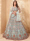 Teal Blue Silk Designer Embroidered Work Wedding Lehenga Choli