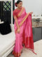 Baby Pink Silk Thread Weaving Designer Saree