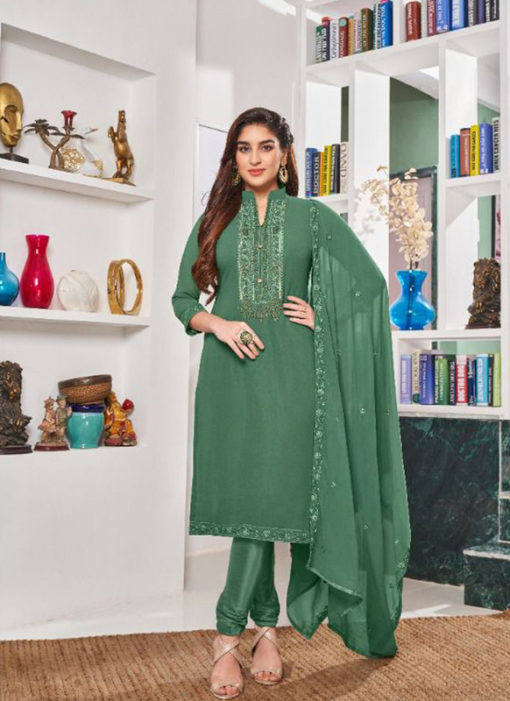 Heavy Georgette with Embroidery Work Green Salwar Kameez
