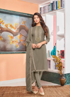 Heavy Georgette with Embroidery Work Grey Salwar Kameez