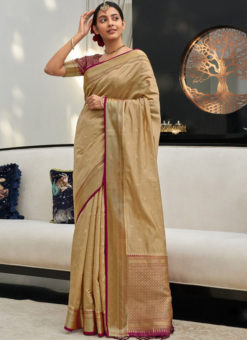 Wonderful Beige Silk Traditional Saree