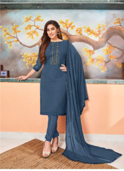 Heavy Georgette with Embroidery Work Blue Salwar Kameez