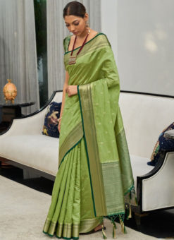 Wonderful Green Silk Traditional Saree