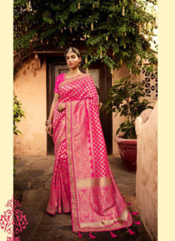 Pink Designer Pure Silk Embroidered Border Saree