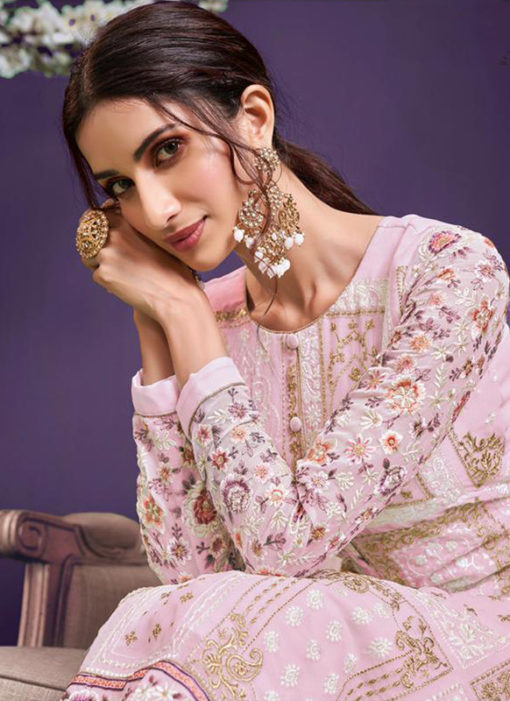 Pink Georgette Embroidered Work Designer Salwar Kameez
