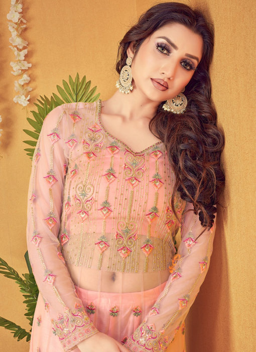 Pink Super Net Embroidered And Diamond Work Designer Anarkali Suit