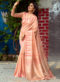 Pink Tussar Silk Printed Traditional Saree