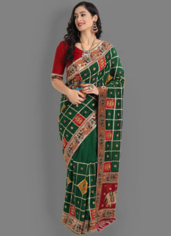 Green Soft Silk Embroidered Work Designer Wedding Saree