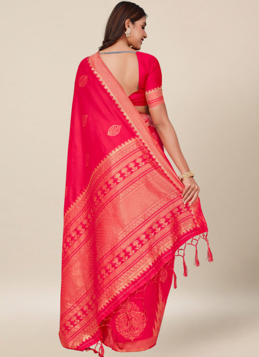 HotPink Designer Silk Thread Work Wedding Saree