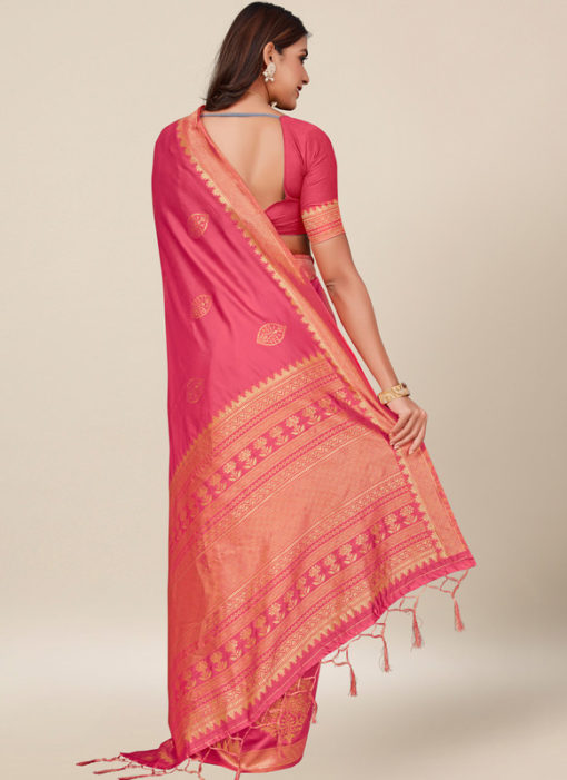 Pink Designer Silk Thread Work Wedding Saree