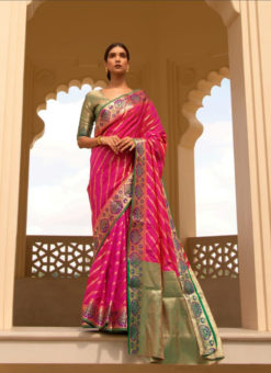 Pink Silk Handloom Weaving Wedding Saree