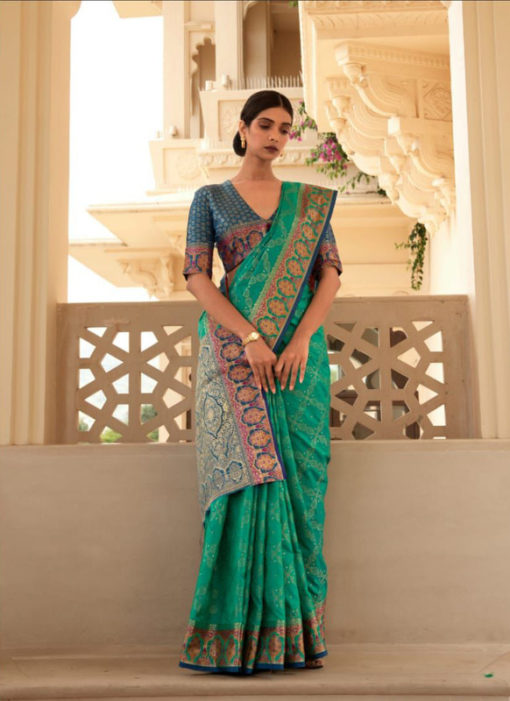 Green Silk Handloom Weaving Wedding Saree