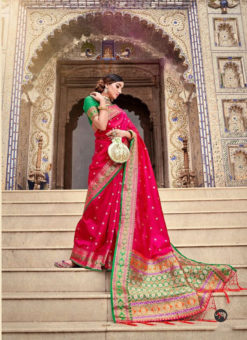 Wonderful Red Soft Silk Designer Weaving Border And Pallu Saree