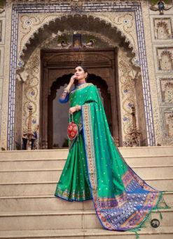 Excellect Sea Green Soft Silk Designer Weaving Border And Pallu Saree