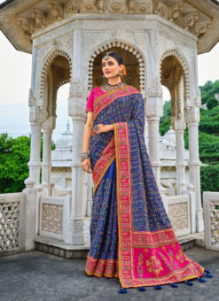 Blue Banaras Silk Pure Kachhi Work Wedding Saree