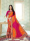 Lovely Red And Pink Bandhani Print Silk Half N Half Saree