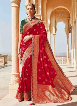Maroon Dola Silk Zari Weaving Wedding Saree