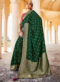 Parrot Green Dola Silk Zari Weaving Wedding Saree