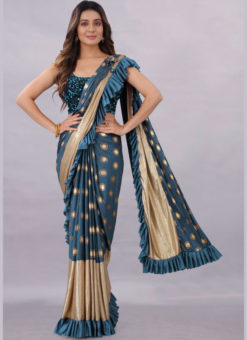 Rama Green Ramanujam Foil With Important Fabric Designer Readymade Saree