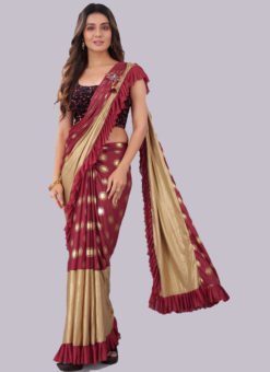 Maroon Ramanujam Foil With Important Fabric Designer Readymade Saree