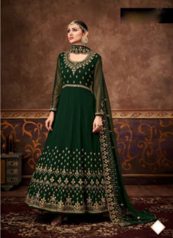 Green Embroidered Work Party Wear Georgette Designer Anarkali Suit