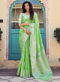 Green Soft Crystal Linen Silk With Silver Weaving Party Wear Saree