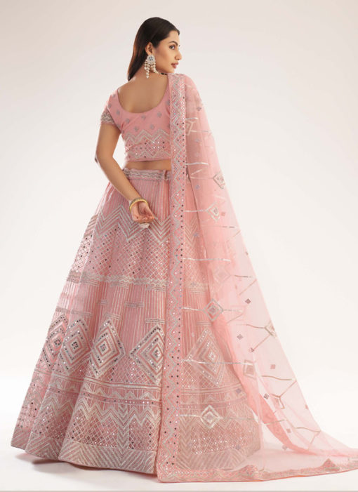 Baby Pink Butterfly Net Embroidered Work Designer Wedding Lehenga Choli