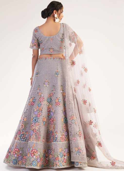 Lavender Butterfly Designer Embroidered Work Wedding Lehenga Choli