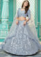 Sky Blue Georgette Designer Abla Work Wedding Lehenga Choli