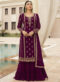 Appealing Maroon Designer Embroidered Work Georgette Palazzo Suit