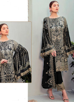 Embroidered Work Georgette Designer Party Wear Black Pakistani Suit